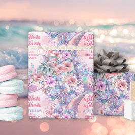 Flower Glitter Mermaid Tail 6th Birthday ラッピングペーパー