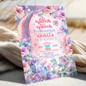 Flower Glitter Mermaid Tail 6th Birthday  招待状