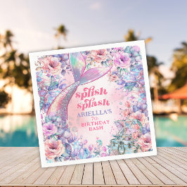 Flower Glitter Mermaid Tail 7th Birthday スタンダードカクテルナプキン