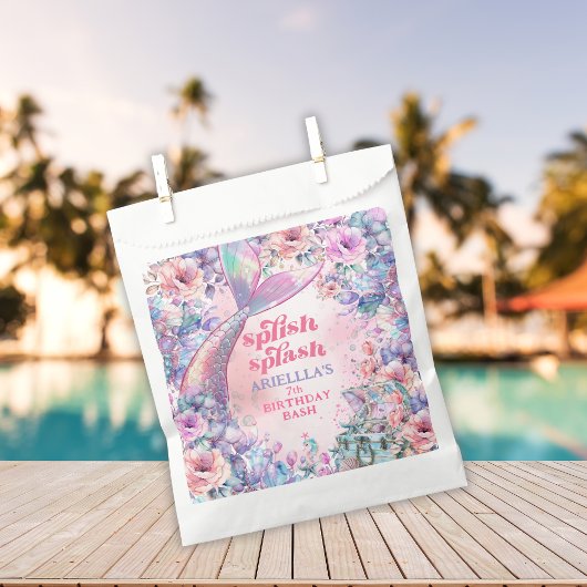 Flower Glitter Mermaid Tail 7th Birthday フェイバーバッグ