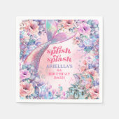 Flower Glitter Mermaid Tail 8th Birthday スタンダードカクテルナプキン (正面)