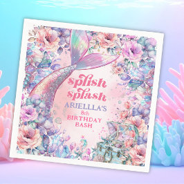 Flower Glitter Mermaid Tail 8th Birthday スタンダードカクテルナプキン