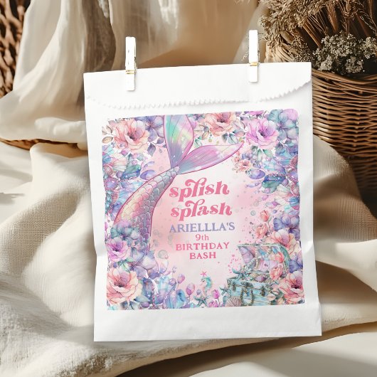 Flower Glitter Mermaid Tail 9th Birthday フェイバーバッグ