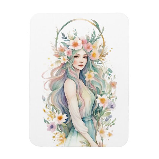 Flower Goddess Ostara Spring Equinox Sabbat マグネット (縦)