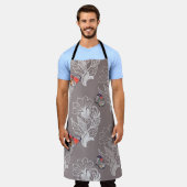 Flower graphic and butterfly, watercolor, pattern  エプロン (着用した状態)