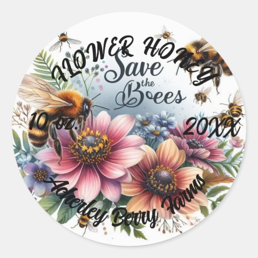 FLOWER HONEYの瓶シール ラウンドシール (正面)