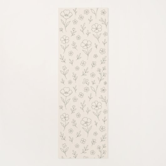 Flower Line Drawing Mindful Minimalist ヨガマット (裏面)