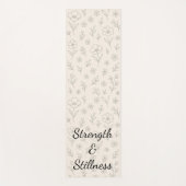 Flower Line Drawing Mindful Minimalist Quote ヨガマット (正面)