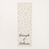 Flower Line Drawing Mindful Minimalist Quote ヨガマット (裏面)