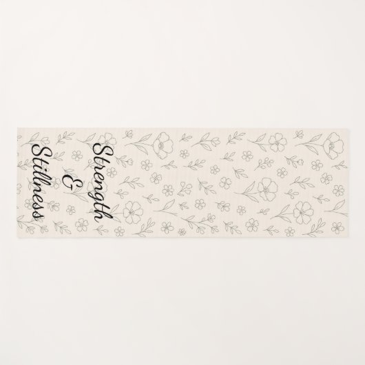 Flower Line Drawing Mindful Minimalist Quote ヨガマット (正面(横))