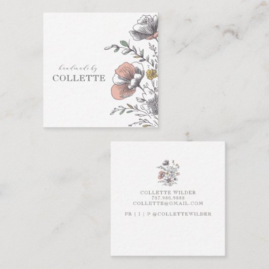 Flower Logo Handmade By  スクエア名刺 (正面/裏面)