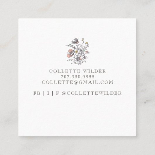 Flower Logo Handmade By スクエア名刺 (裏面)