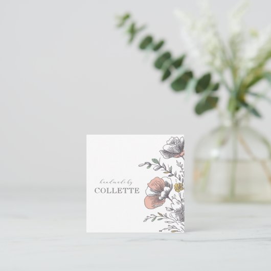 Flower Logo Handmade By スクエア名刺 (スタンド正面)