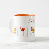 Flower Mahjong Tiles Personalized Mug ツートーンマグカップ (正面左)