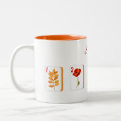 Flower Mahjong Tiles Personalized Mug ツートーンマグカップ (左)
