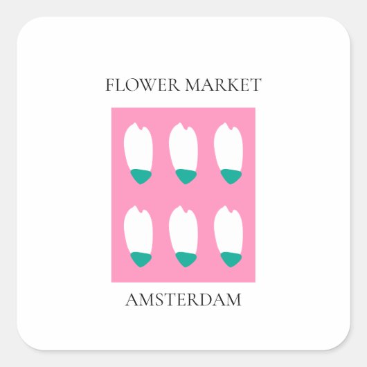 Flower Market - Amsterdam スクエアシール (正面)