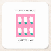 Flower Market - Amsterdam スクエアペーパーコースター (正面)