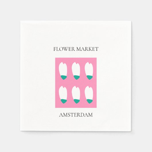 Flower Market - Amsterdam スタンダードカクテルナプキン (正面)