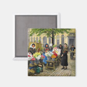 Flower Market at Hojbro Plads Paul Fischer マグネット (正面/裏面)
