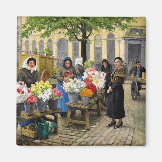 Flower Market at Hojbro Plads Paul Fischer マグネット (正面)