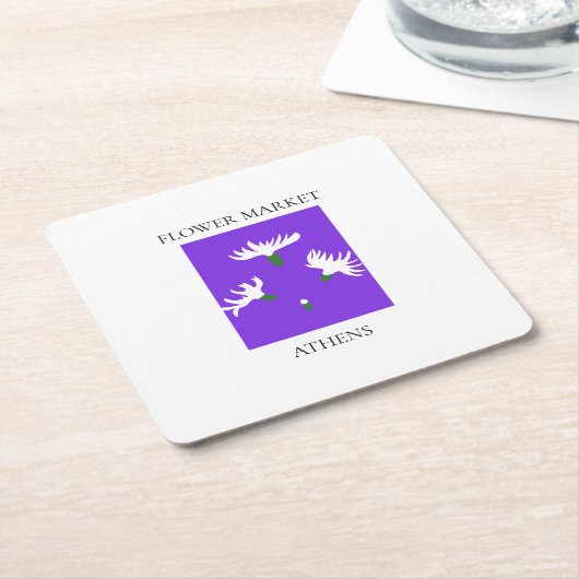 Flower Market - Athens スクエアペーパーコースター (アングル)