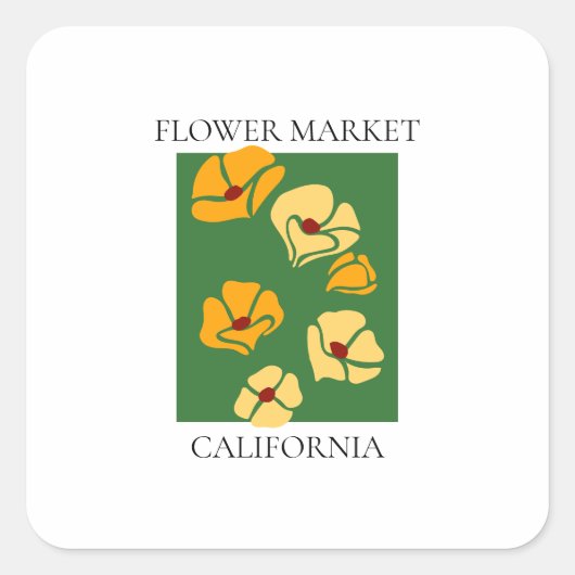 Flower Market - California スクエアシール (正面)