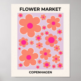 Flower Market Copenhagen Retro Colorful Floral ポスター