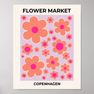 Flower Market Copenhagen Retro Colorful Floral ポスター
