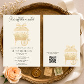 Flower Market Coquette Bow QR Code Bridal Shower 招待状