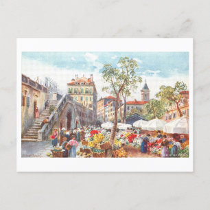 Flower Market in Nice,フランス,ヴィンテージはがき ポストカード