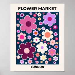 Flower Market London Vinatge Abstract Flowers ポスター
