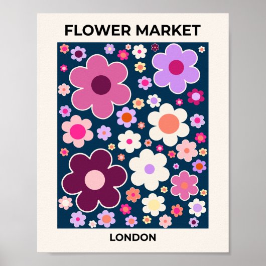 Flower Market London Vinatge Abstract Flowers ポスター (正面)