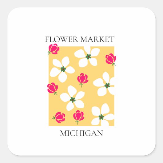Flower Market - Michigan スクエアシール (正面)