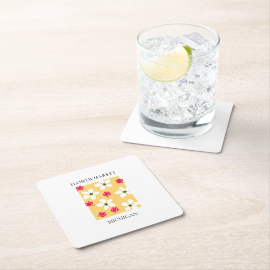 Flower Market - Michigan スクエアペーパーコースター (インサイチュ)