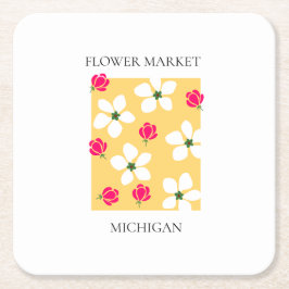 Flower Market - Michigan スクエアペーパーコースター