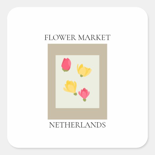 Flower Market - Netherlands スクエアシール (正面)