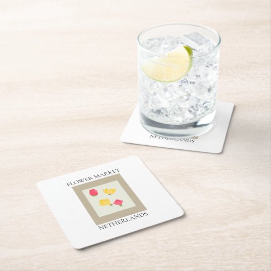 Flower Market - Netherlands スクエアペーパーコースター (インサイチュ)