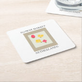 Flower Market - Netherlands スクエアペーパーコースター (アングル)