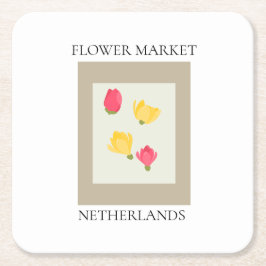 Flower Market - Netherlands スクエアペーパーコースター