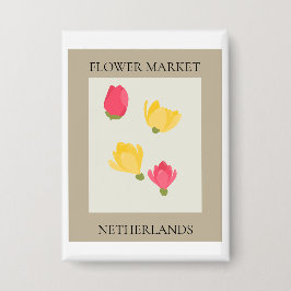 Flower Market - Netherlands 缶バッジ