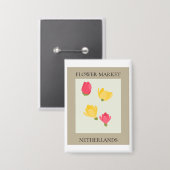 Flower Market - Netherlands 缶バッジ (正面/裏面)