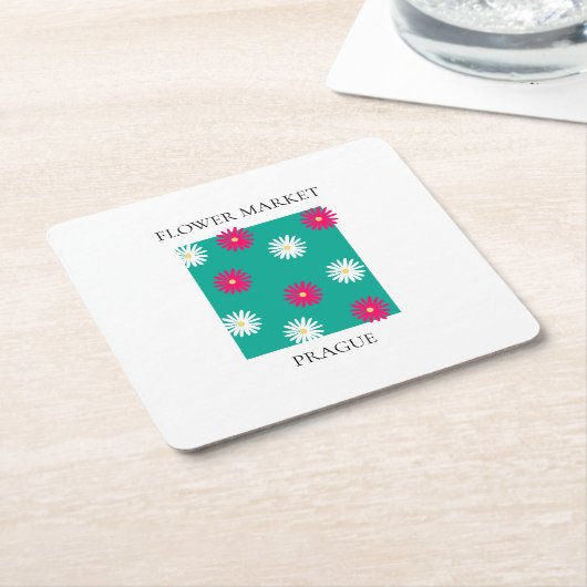 Flower Market - Prague スクエアペーパーコースター (アングル)
