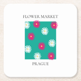 Flower Market - Prague スクエアペーパーコースター