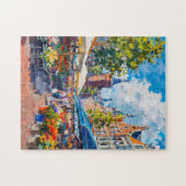 Flower Market with Historic Buildings Fantasy Pain ジグソーパズル (横)