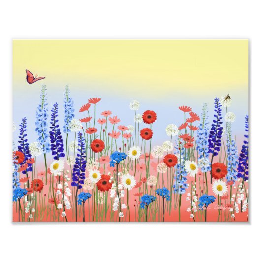 Flower meadow garden wall art poster フォトプリント (正面)