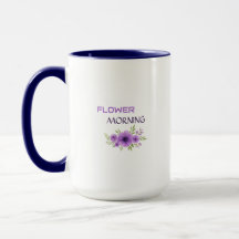 Flower Morning — 高級感のある紫のフラワーモチーフ マグカップ デザイン