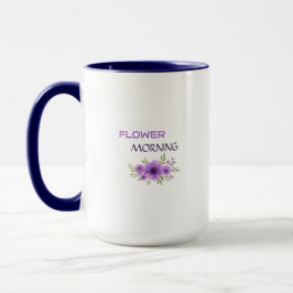 Flower Morning — Elegant Purple Floral Mug Design マグカップ