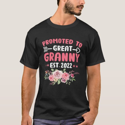 Flower New Grandma Grandparent Promoted To Great G Tシャツ (正面)
