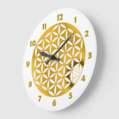 FLOWER OF LIFEパンチ金ゴールド+クロック顔番号 ラージ壁時計 (傾斜)