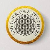 FLOWER OF LIFE – ゴールデンブラック 缶バッジ (正面)